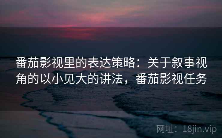 番茄影视里的表达策略：关于叙事视角的以小见大的讲法，番茄影视任务